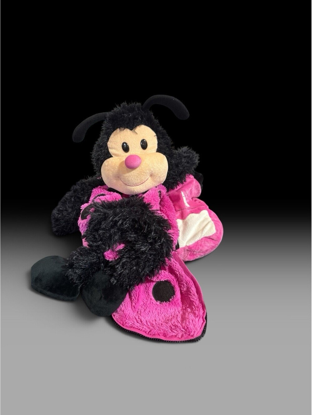 Lady Bug Happy Nappy Plush Pillow w/House NO Sound Pink/Black